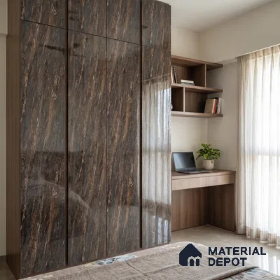 Brown Marble Acrylic Laminate LM 24308 8 ft x 4 ft High Gloss Finish - 1.5 mm | Suitable for TV Unit, Wardrobe, Cabinets