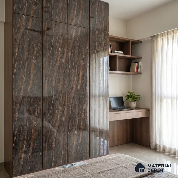 Brown Marble Acrylic Laminate LM 24308 8 ft x 4 ft High Gloss Finish - 1.5 mm | Suitable for TV Unit, Wardrobe, Cabinets