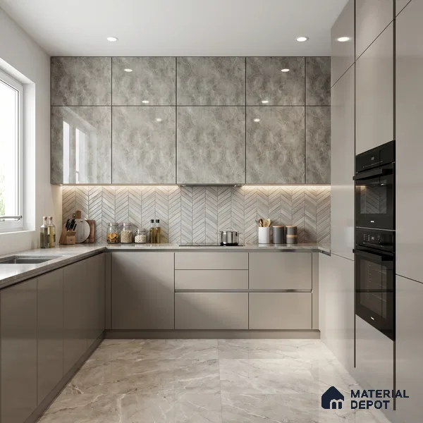 Grey Marble Acrylic Laminate LM 24309 8 ft x 4 ft High Gloss Finish - 1.5 mm | Suitable for TV Unit, Wardrobe, Cabinets