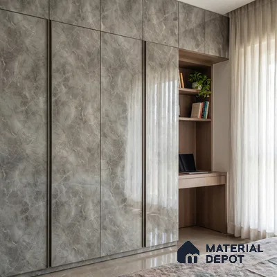 Grey Marble Acrylic Laminate LM 24309 8 ft x 4 ft High Gloss Finish - 1.5 mm | Suitable for TV Unit, Wardrobe, Cabinets