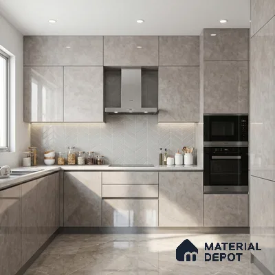 Beige Marble Acrylic Laminate LM 24311 8 ft x 4 ft High Gloss Finish - 1.5 mm | Suitable for TV Unit, Wardrobe, Cabinets