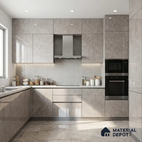 Beige Marble Acrylic Laminate LM 24311 8 ft x 4 ft High Gloss Finish - 1.5 mm | Suitable for TV Unit, Wardrobe, Cabinets