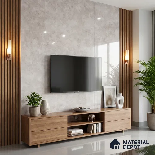 Beige Marble Acrylic Laminate LM 24311 8 ft x 4 ft High Gloss Finish - 1.5 mm | Suitable for TV Unit, Wardrobe, Cabinets