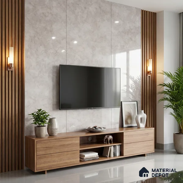 Beige Marble Acrylic Laminate LM 24311 8 ft x 4 ft High Gloss Finish - 1.5 mm | Suitable for TV Unit, Wardrobe, Cabinets
