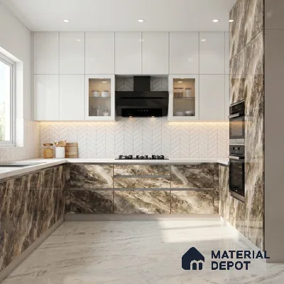 Brown Marble Acrylic Laminate LM 24313 8 ft x 4 ft High Gloss Finish - 1.5 mm | Suitable for TV Unit, Wardrobe, Cabinets