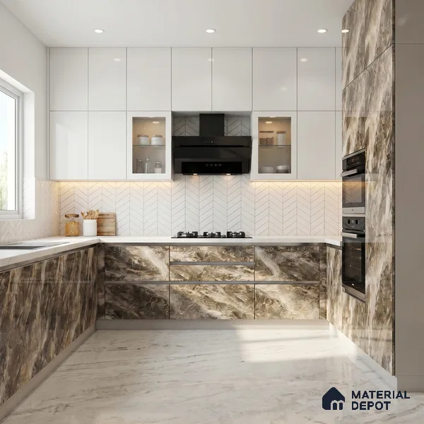 Brown Marble Acrylic Laminate LM 24313 8 ft x 4 ft High Gloss Finish - 1.5 mm | Suitable for TV Unit, Wardrobe, Cabinets