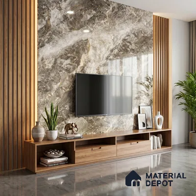 Brown Marble Acrylic Laminate LM 24313 8 ft x 4 ft High Gloss Finish - 1.5 mm | Suitable for TV Unit, Wardrobe, Cabinets