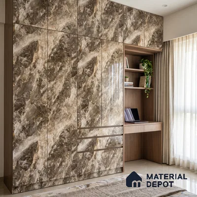 Brown Marble Acrylic Laminate LM 24313 8 ft x 4 ft High Gloss Finish - 1.5 mm | Suitable for TV Unit, Wardrobe, Cabinets