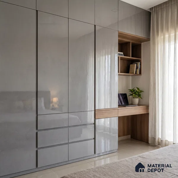High Gloss White Solid Color Acrylic Laminate LM 24323 8 ft x 4 ft High Gloss Finish - 1.5 mm | Matching Edgeband code - EB 02115 | Suitable for Living Room, Kitchen, Office