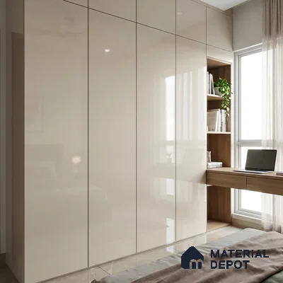 Soft White Solid Color Acrylic Laminate LM 24325 8 ft x 4 ft High Gloss Finish - 1.5 mm | Matching Edgeband code - EB 02116 | Suitable for Living Room, Kitchen, Office