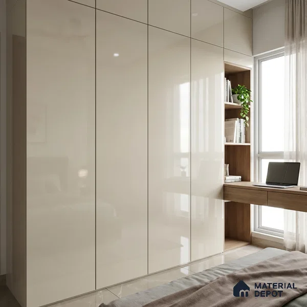 Soft White Solid Color Acrylic Laminate LM 24325 8 ft x 4 ft High Gloss Finish - 1.5 mm | Matching Edgeband code - EB 02116 | Suitable for Living Room, Kitchen, Office