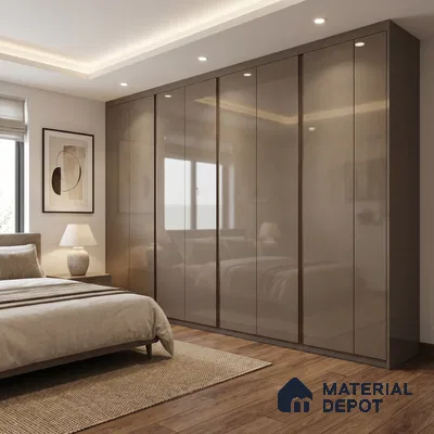 Taupe Grey Solid Color Acrylic Laminate LM 24328 8 ft x 4 ft High Gloss Finish - 1.5 mm | Matching Edgeband code - EB 02118 | Suitable for Living Room, Kitchen, Office