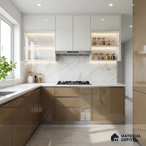 Taupe Brown Solid Color Acrylic Laminate LM 24329 8 ft x 4 ft High Gloss Finish - 1.5 mm | Matching Edgeband code - EB 02119 | Suitable for Living Room, Kitchen, Office