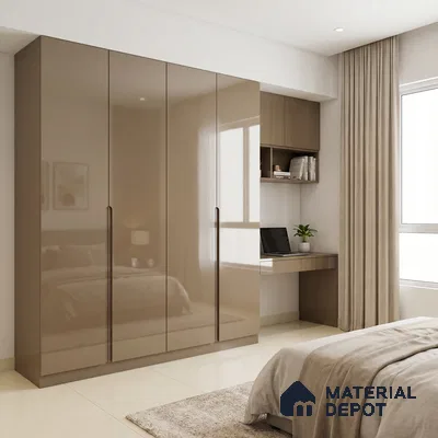 Taupe Brown Solid Color Acrylic Laminate LM 24329 8 ft x 4 ft High Gloss Finish - 1.5 mm | Matching Edgeband code - EB 02119 | Suitable for Living Room, Kitchen, Office