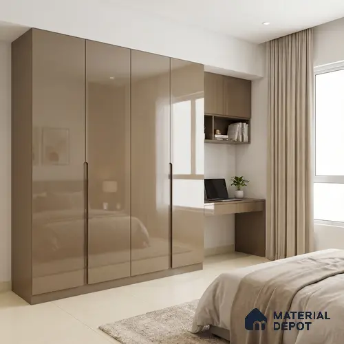 Taupe Brown Solid Color Acrylic Laminate LM 24329 8 ft x 4 ft High Gloss Finish - 1.5 mm | Matching Edgeband code - EB 02119 | Suitable for Living Room, Kitchen, Office