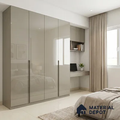 Warm Grey Solid Color Acrylic Laminate LM 24330 8 ft x 4 ft High Gloss Finish - 1.5 mm | Matching Edgeband code - EB 02120 | Suitable for TV Unit, Wardrobe, Cabinets