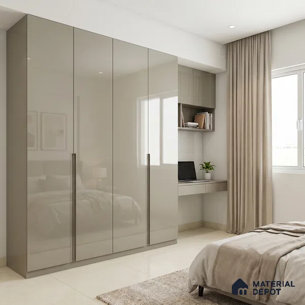Warm Grey Solid Color Acrylic Laminate LM 24330 8 ft x 4 ft High Gloss Finish - 1.5 mm | Matching Edgeband code - EB 02120 | Suitable for TV Unit, Wardrobe, Cabinets