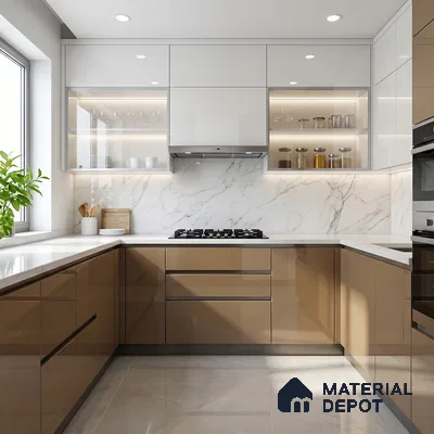 Olive Brown Solid Color Acrylic Laminate LM 24331 8 ft x 4 ft High Gloss Finish - 1.5 mm | Matching Edgeband code - EB 02121 | Suitable for Living Room, Kitchen, Office