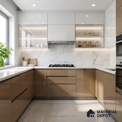 Olive Brown Solid Color Acrylic Laminate LM 24331 8 ft x 4 ft High Gloss Finish - 1.5 mm | Matching Edgeband code - EB 02121 | Suitable for Living Room, Kitchen, Office