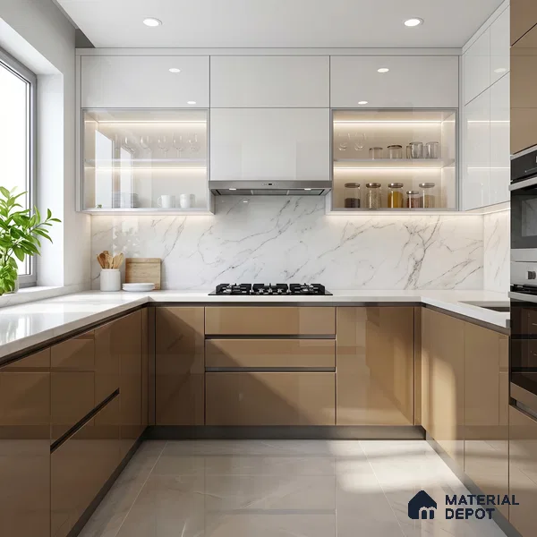 Olive Brown Solid Color Acrylic Laminate LM 24331 8 ft x 4 ft High Gloss Finish - 1.5 mm | Matching Edgeband code - EB 02121 | Suitable for Living Room, Kitchen, Office
