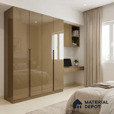 Olive Brown Solid Color Acrylic Laminate LM 24331 8 ft x 4 ft High Gloss Finish - 1.5 mm | Matching Edgeband code - EB 02121 | Suitable for Living Room, Kitchen, Office