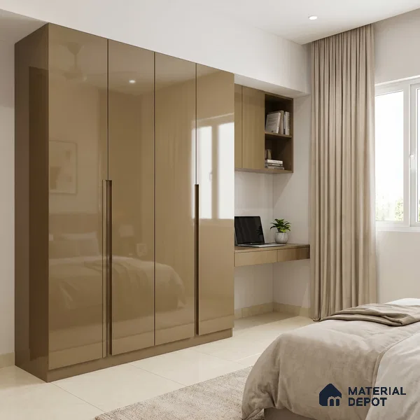 Olive Brown Solid Color Acrylic Laminate LM 24331 8 ft x 4 ft High Gloss Finish - 1.5 mm | Matching Edgeband code - EB 02121 | Suitable for Living Room, Kitchen, Office