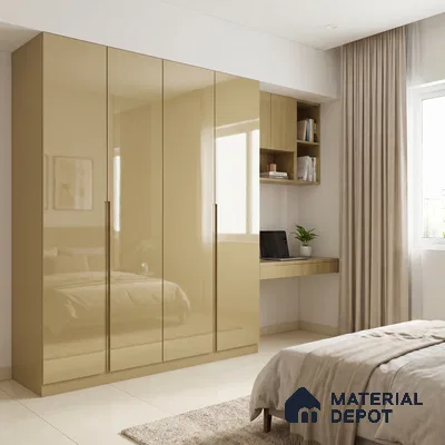 Brown Solid Color Acrylic Laminate LM 24332 8 ft x 4 ft High Gloss Finish - 1.5 mm | Matching Edgeband code - EB 02122 | Suitable for TV Unit, Wardrobe, Cabinets