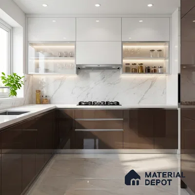 Espresso Brown Solid Color Acrylic Laminate LM 24333 8 ft x 4 ft High Gloss Finish - 1.5 mm | Matching Edgeband code - EB 02123 | Suitable for Living Room, Kitchen, Office
