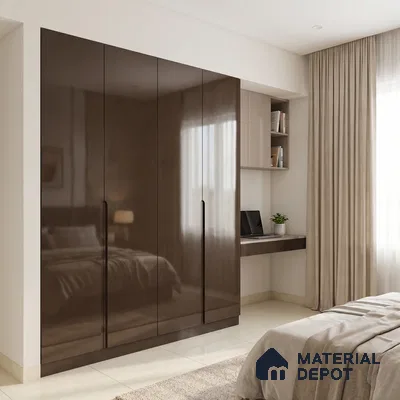 Espresso Brown Solid Color Acrylic Laminate LM 24333 8 ft x 4 ft High Gloss Finish - 1.5 mm | Matching Edgeband code - EB 02123 | Suitable for Living Room, Kitchen, Office