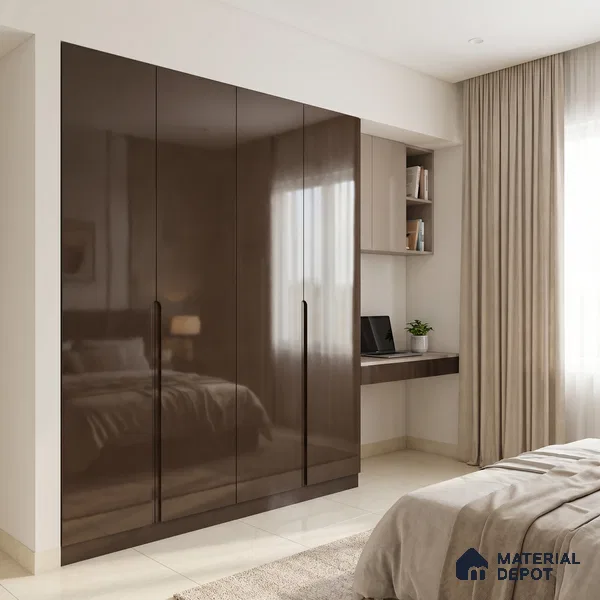 Espresso Brown Solid Color Acrylic Laminate LM 24333 8 ft x 4 ft High Gloss Finish - 1.5 mm | Matching Edgeband code - EB 02123 | Suitable for Living Room, Kitchen, Office