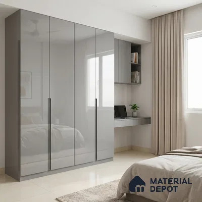 Light Grey Solid Color Acrylic Laminate LM 24334 8 ft x 4 ft High Gloss Finish - 1.5 mm | Matching Edgeband code - EB 02124 | Suitable for Living Room, Kitchen, Office