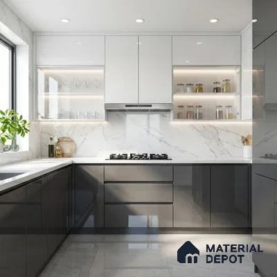Deep Olive Green Solid Color Acrylic Laminate LM 24335 8 ft x 4 ft High Gloss Finish - 1.5 mm | Matching Edgeband code - EB 02125 | Suitable for Living Room, Kitchen, Office