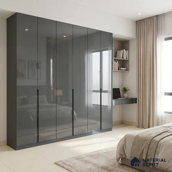 Deep Olive Green Solid Color Acrylic Laminate LM 24335 8 ft x 4 ft High Gloss Finish - 1.5 mm | Matching Edgeband code - EB 02125 | Suitable for Living Room, Kitchen, Office