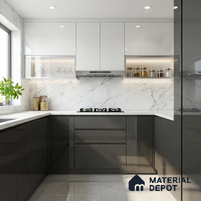 Deep Forest Green Solid Color Acrylic Laminate LM 24336 8 ft x 4 ft High Gloss Finish - 1.5 mm | Matching Edgeband code - EB 02126 | Suitable for Living Room, Kitchen, Office