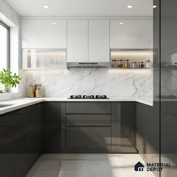 Deep Forest Green Solid Color Acrylic Laminate LM 24336 8 ft x 4 ft High Gloss Finish - 1.5 mm | Matching Edgeband code - EB 02126 | Suitable for Living Room, Kitchen, Office