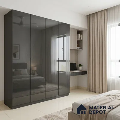 Deep Forest Green Solid Color Acrylic Laminate LM 24336 8 ft x 4 ft High Gloss Finish - 1.5 mm | Matching Edgeband code - EB 02126 | Suitable for Living Room, Kitchen, Office