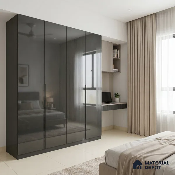 Deep Forest Green Solid Color Acrylic Laminate LM 24336 8 ft x 4 ft High Gloss Finish - 1.5 mm | Matching Edgeband code - EB 02126 | Suitable for Living Room, Kitchen, Office