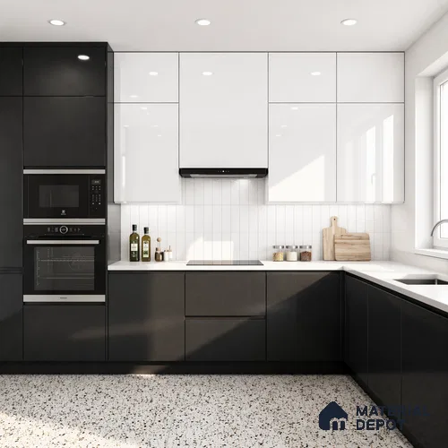 Black Metallic Look LM 24337 8 ft x 4 ft High Gloss Finish 6H Anti Scratch Acrylic Laminate - 1.5 mm | Suitable for Living Room, Kitchen, Office | Matching Edgeband Code - EB 02127