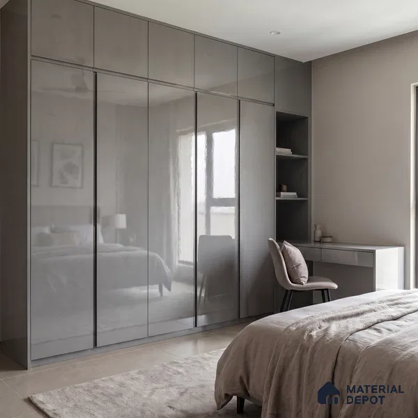 Charcoal Grey Solid Color Acrylic Laminate LM 24338 8 ft x 4 ft High Gloss Finish - 1.5 mm | Matching Edgeband code - EB 02128 | Suitable for Living Room, Kitchen, Office