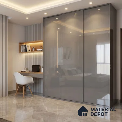 Charcoal Grey Solid Color Acrylic Laminate LM 24338 8 ft x 4 ft High Gloss Finish - 1.5 mm | Matching Edgeband code - EB 02128 | Suitable for Living Room, Kitchen, Office