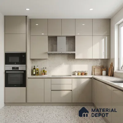 Warm Ivory Solid Color Acrylic Laminate LM 24345 8 ft x 4 ft High Gloss Finish - 1.5 mm | Matching Edgeband code - EB 02129 | Suitable for Living Room, Kitchen, Office