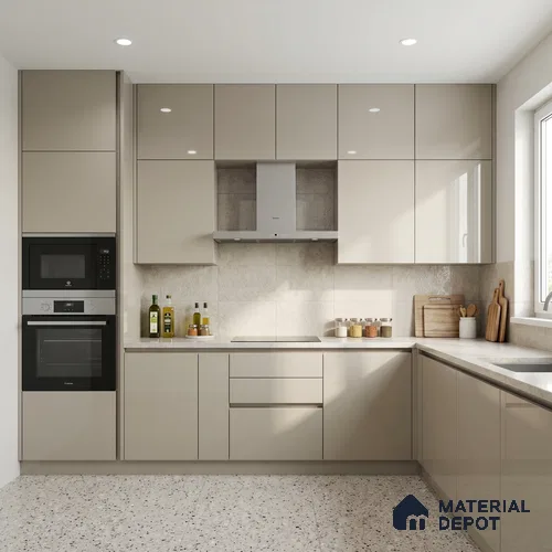 Warm Ivory Solid Color Acrylic Laminate LM 24345 8 ft x 4 ft High Gloss Finish - 1.5 mm | Matching Edgeband code - EB 02129 | Suitable for Living Room, Kitchen, Office
