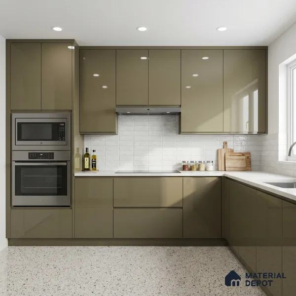 Taupe Brown Solid Color Acrylic Laminate LM 24347 8 ft x 4 ft High Gloss Finish - 1.5 mm | Matching Edgeband code - EB 02130 | Suitable for Living Room, Kitchen, Office