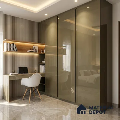 Taupe Brown Solid Color Acrylic Laminate LM 24347 8 ft x 4 ft High Gloss Finish - 1.5 mm | Matching Edgeband code - EB 02130 | Suitable for Living Room, Kitchen, Office
