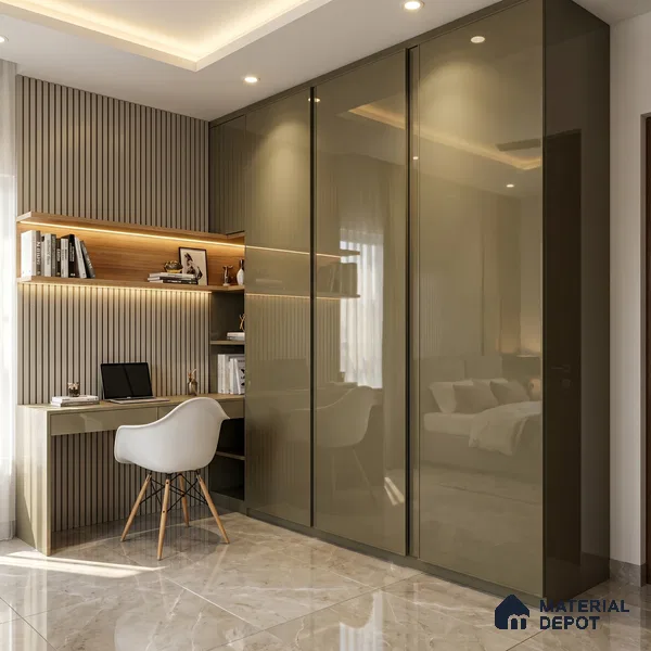 Taupe Brown Solid Color Acrylic Laminate LM 24347 8 ft x 4 ft High Gloss Finish - 1.5 mm | Matching Edgeband code - EB 02130 | Suitable for Living Room, Kitchen, Office