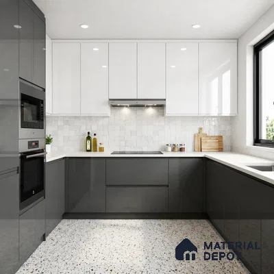 Jet Black Solid Color Acrylic Laminate LM 24350 8 ft x 4 ft High Gloss Finish - 1.5 mm | Matching Edgeband code - EB 02132 | Suitable for Living Room, Kitchen, Office