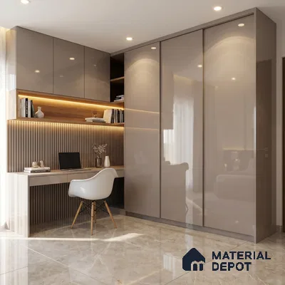 Taupe Purple Solid Color Acrylic Laminate LM 24355 8 ft x 4 ft High Gloss Finish - 1.5 mm | Matching Edgeband code - EB 02133 | Suitable for Living Room, Kitchen, Office