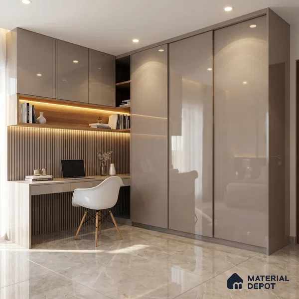 Taupe Purple Solid Color Acrylic Laminate LM 24355 8 ft x 4 ft High Gloss Finish - 1.5 mm | Matching Edgeband code - EB 02133 | Suitable for Living Room, Kitchen, Office