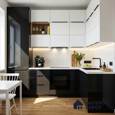 Jet Black Solid Color Acrylic Laminate LM 24358 8 ft x 4 ft High Gloss Finish - 1.5 mm | Matching Edgeband code - EB 02134 | Suitable for Living Room, Kitchen, Office