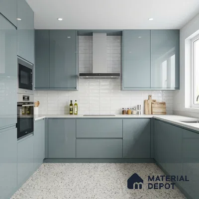 Slate Blue Solid Color Acrylic Laminate LM 24359 8 ft x 4 ft High Gloss Finish - 1.5 mm | Matching Edgeband code - EB 02135 | Suitable for Living Room, Kitchen, Office